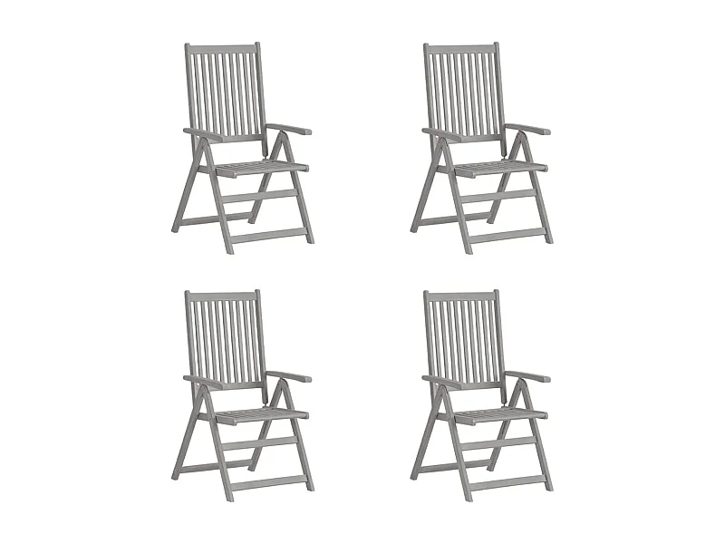 Chaises inclinables de jardin lot de 4 Gris Bois solide acacia