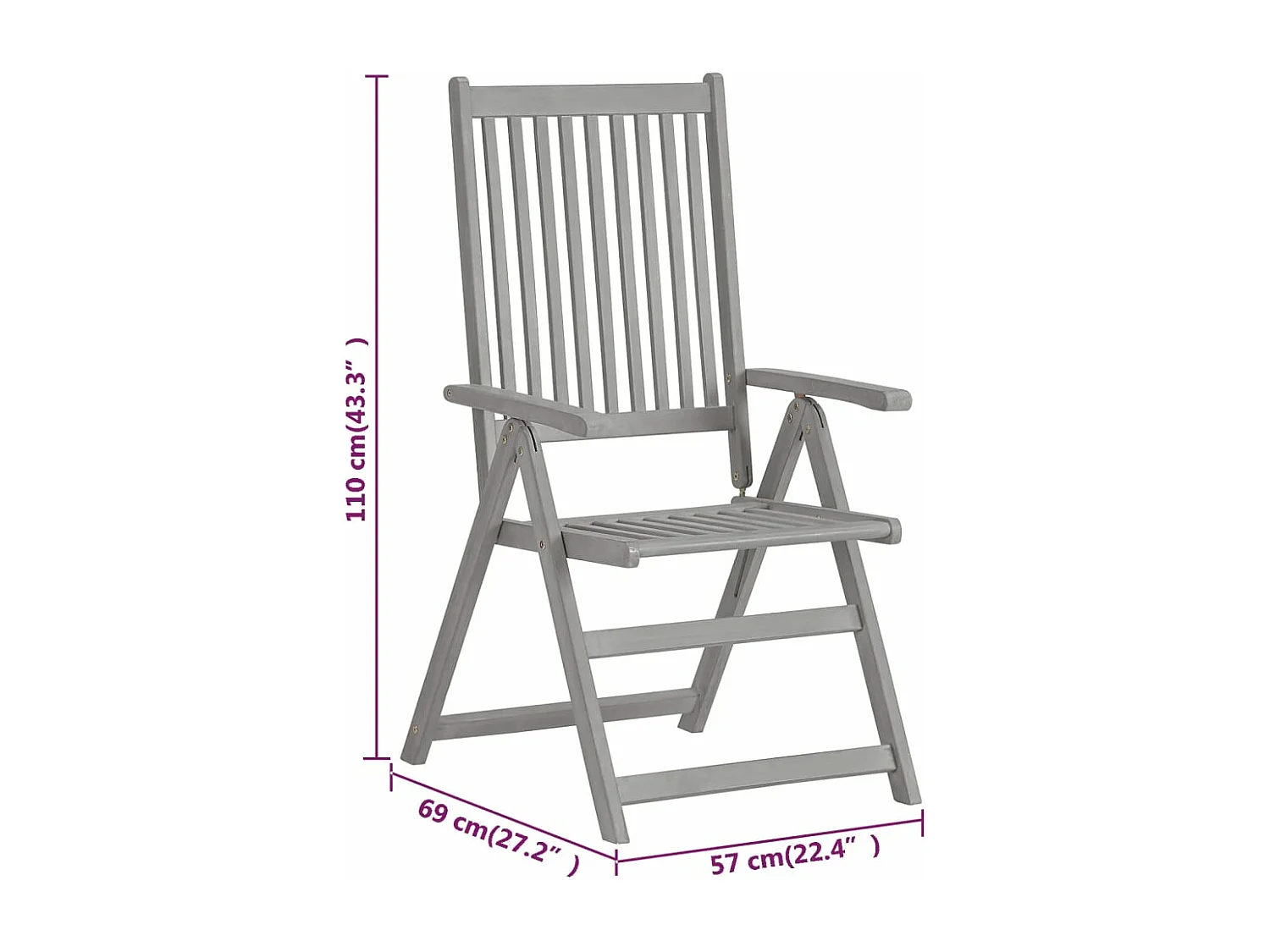 Liggende tuinstoelen set van 4 Grijs Massief acaciahout