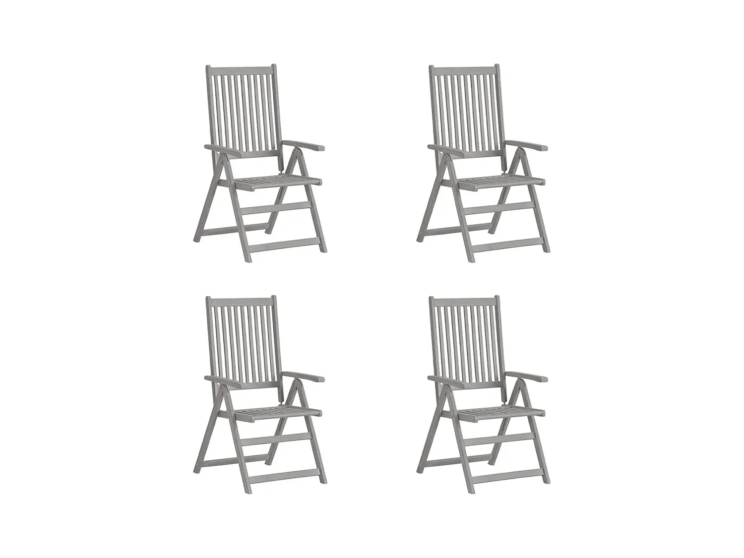 Chaises inclinables de jardin lot de 4 Gris Bois solide acacia