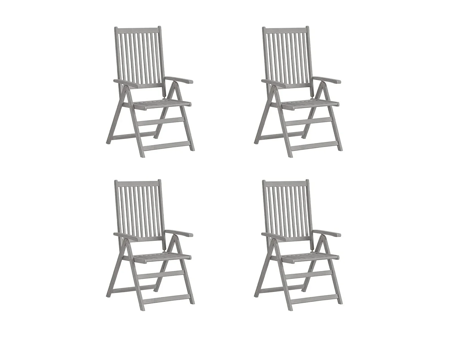 Liggende tuinstoelen set van 4 Grijs Massief acaciahout