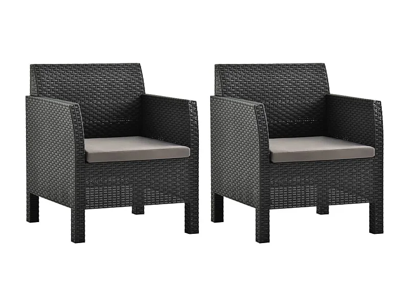 Sedie da giardino con cuscini 2 pz PP Rattan Antracite