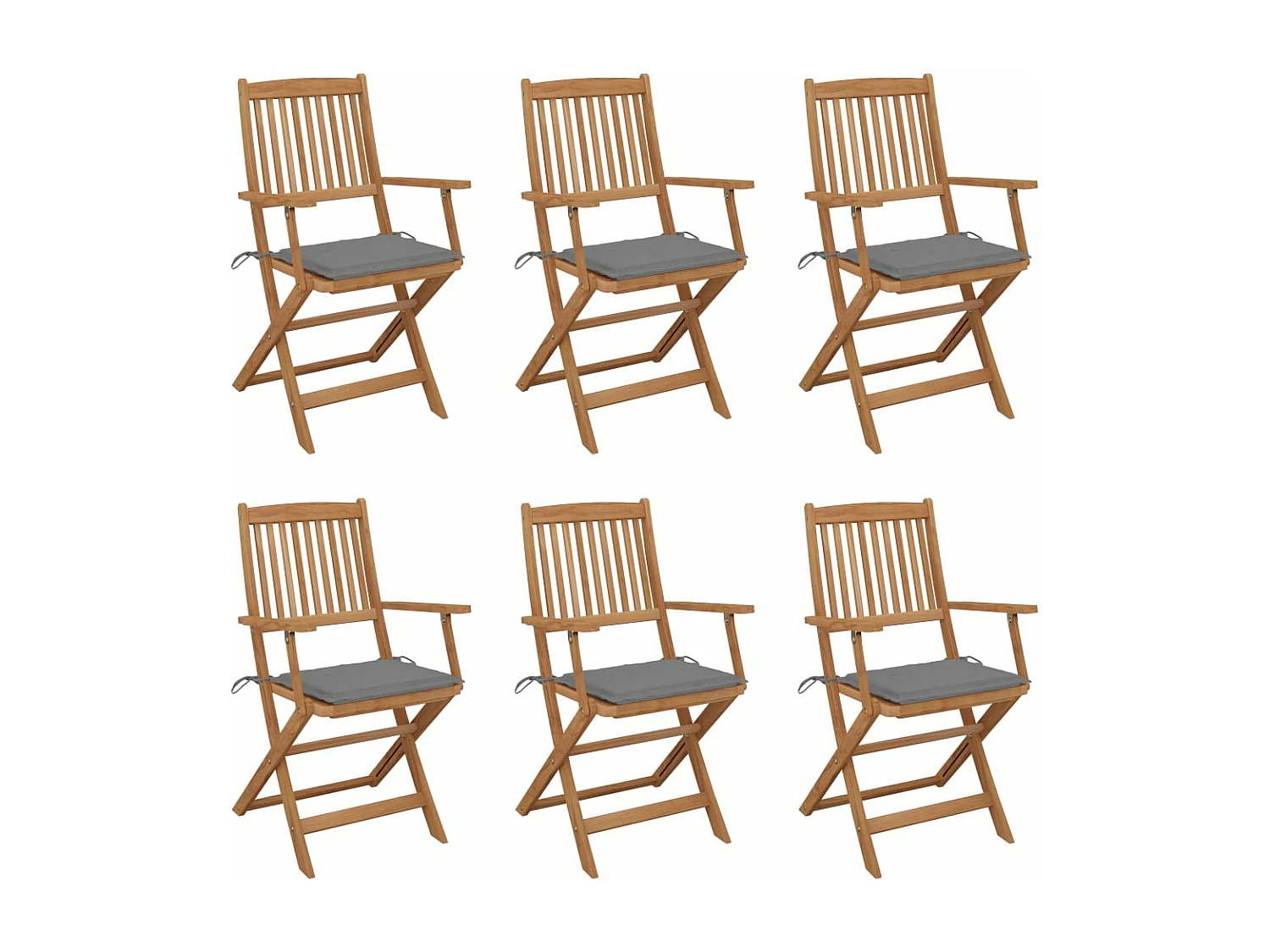 Chaises pliables de jardin 6 pcs avec coussins Bois d'acacia