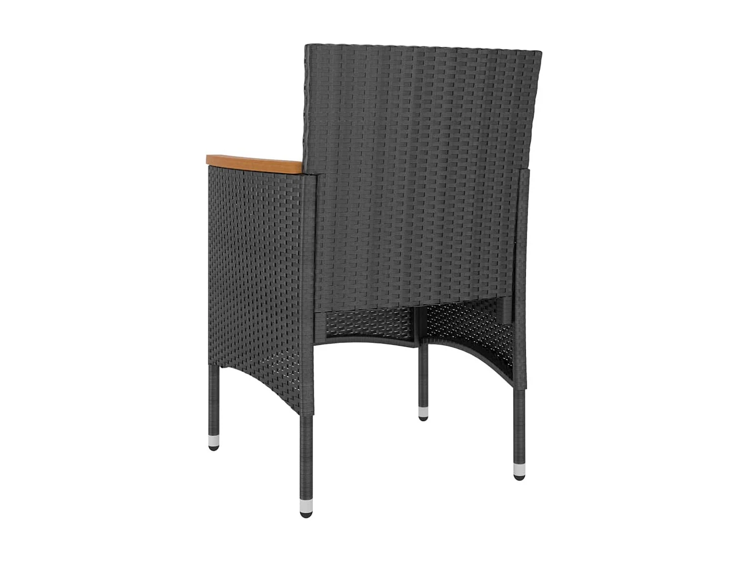 Set sedia e sgabello da giardino 4 pz. Resina intrecciata Nero