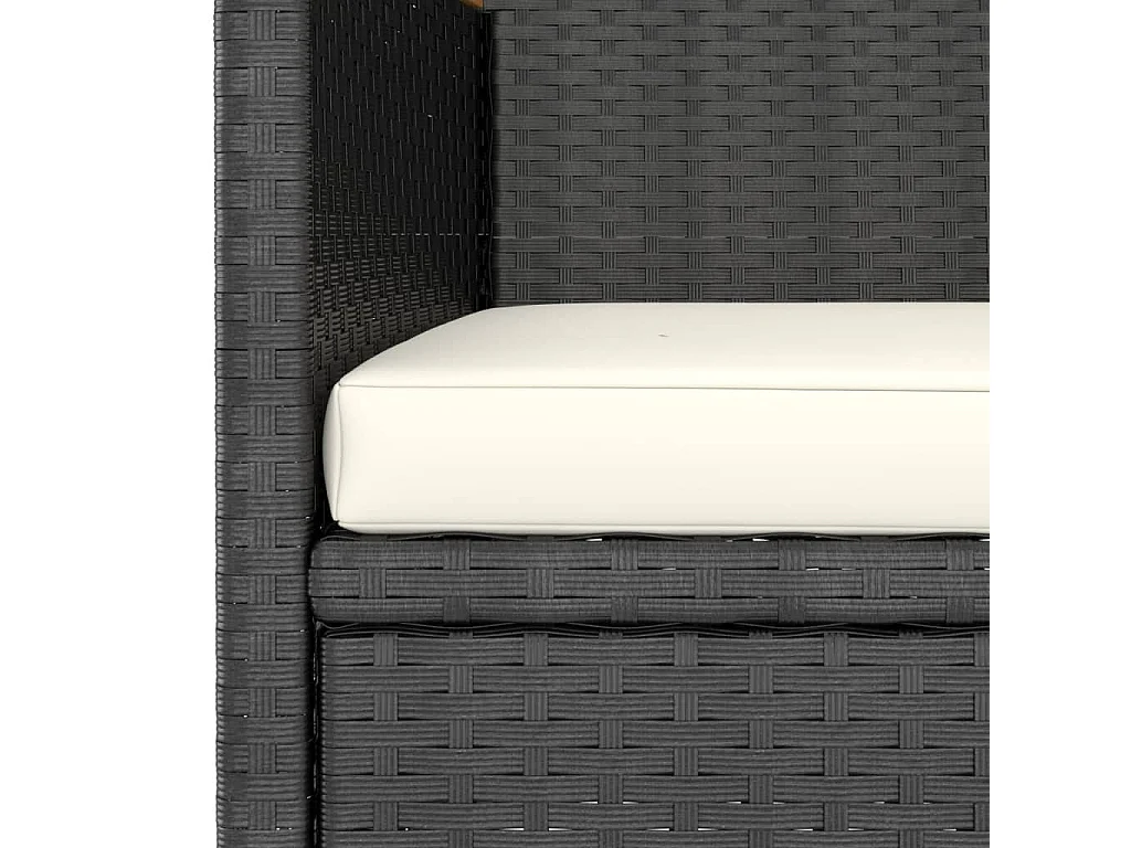 Set sedia e sgabello da giardino 4 pz. Resina intrecciata Nero