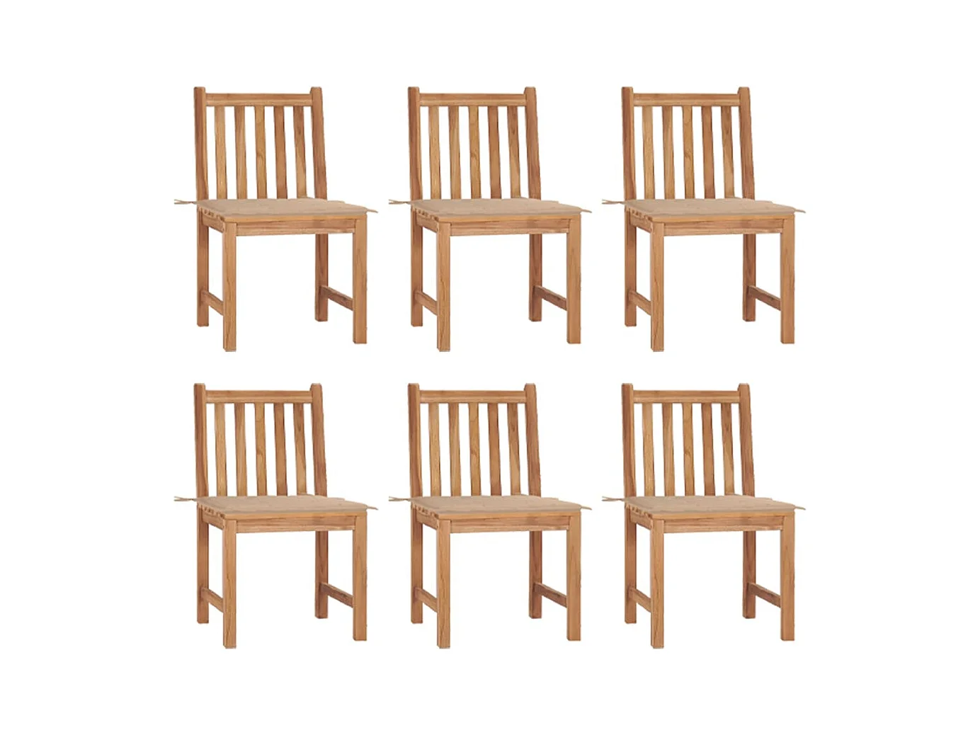 Chaises de jardin 6 pcs avec coussins Bois de teck massif