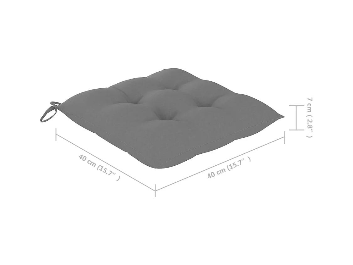 Gartenstühle mit grauen Kissen 2 Stk. Massives Teakholz