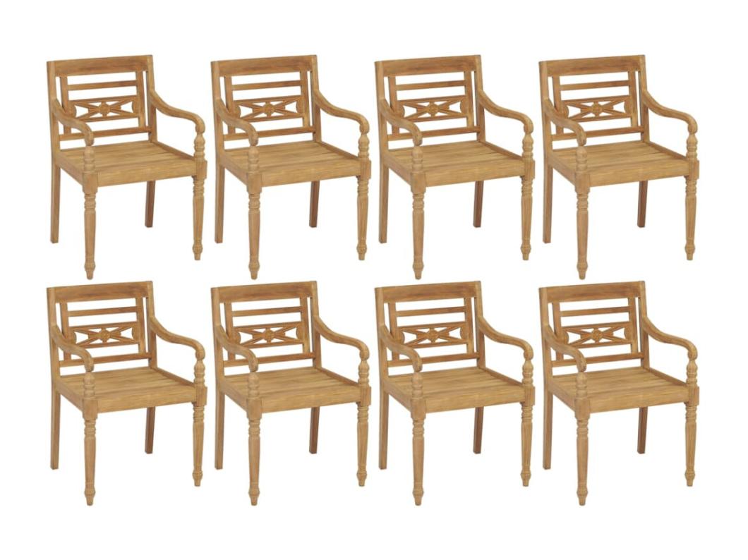 Sillas Batavia con cojines 8 piezas Madera maciza de teca