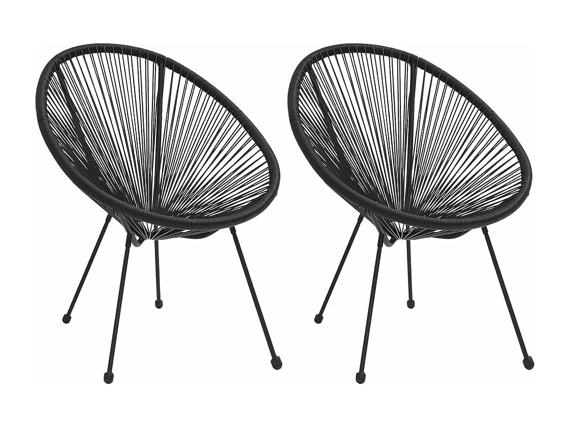 Sedie da giardino a forma di luna 2 pz Rattan Nero