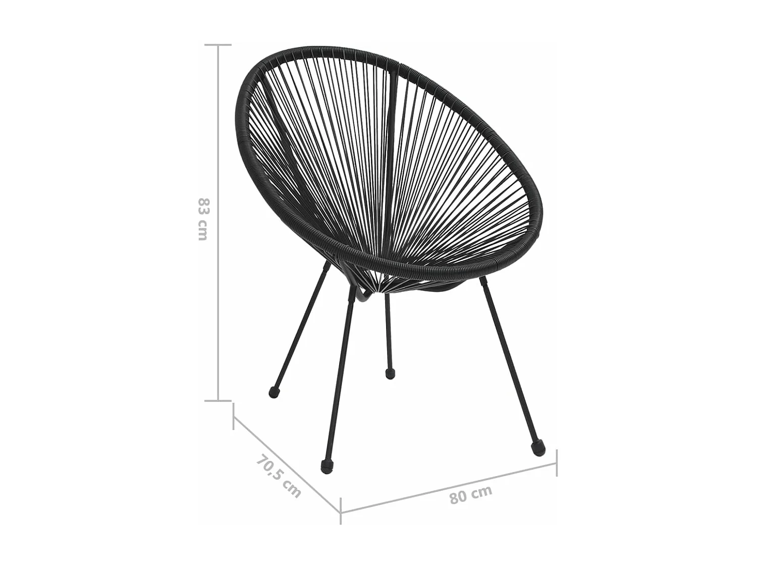 Sedie da giardino a forma di luna 2 pz Rattan Nero