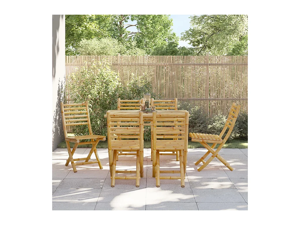 Klappbare Gartenstühle, 6er-Set, 43 x 54 x 88 cm, Bambus