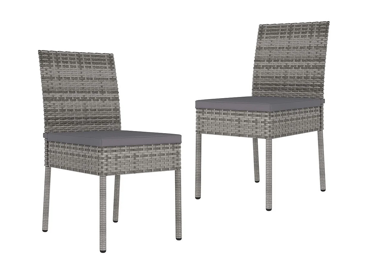 Chaises de salle à manger de jardin 2 pcs Résine tressée Gris