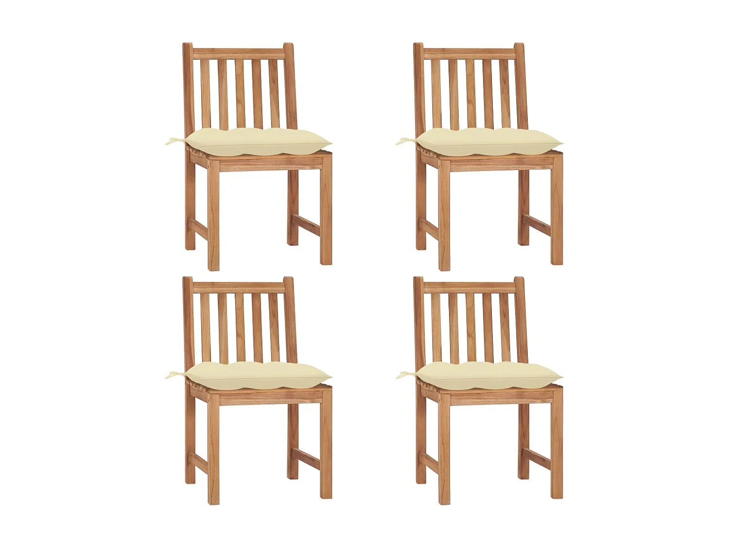 Chaises de jardin 4 pcs avec coussins Bois de teck massif