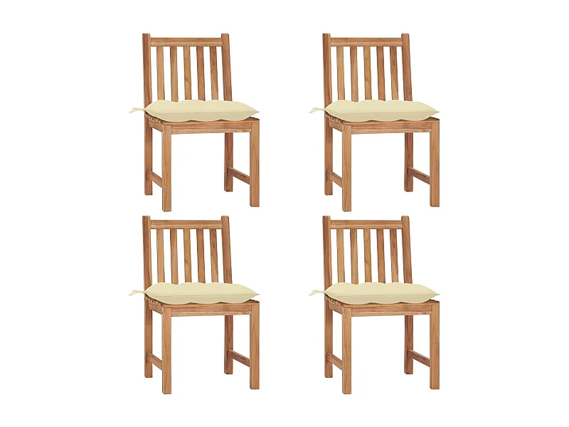 Sillas de jardín 4 piezas con cojines Madera maciza de teca