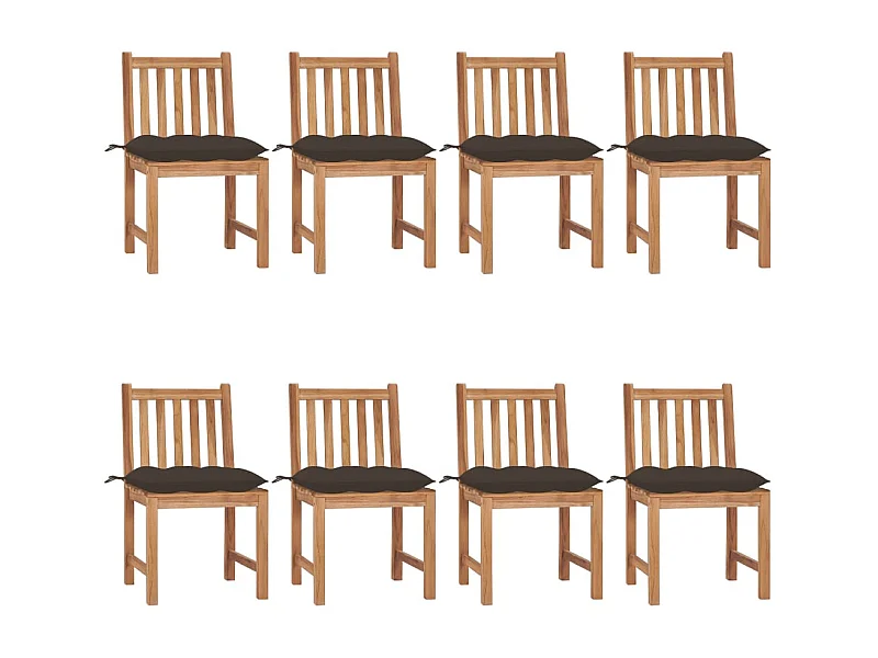 Tuinstoelen 8 stuks met kussens Massief teakhout