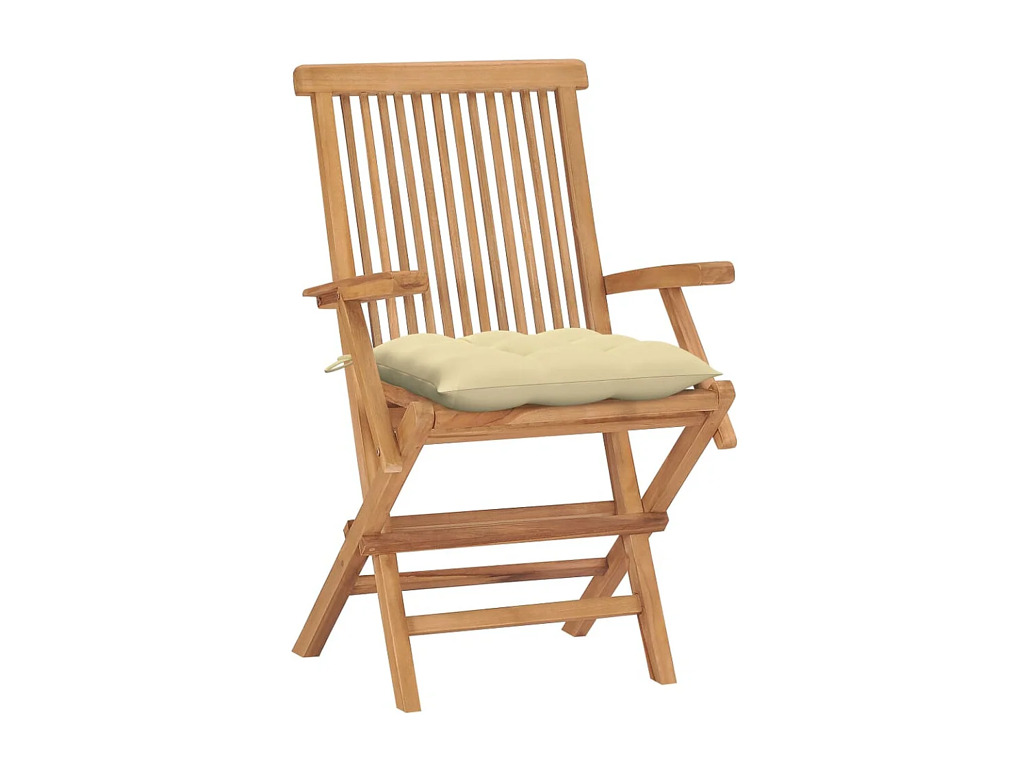 Sedie da giardino con cuscini bianco crema 4 pezzi Teak massiccio