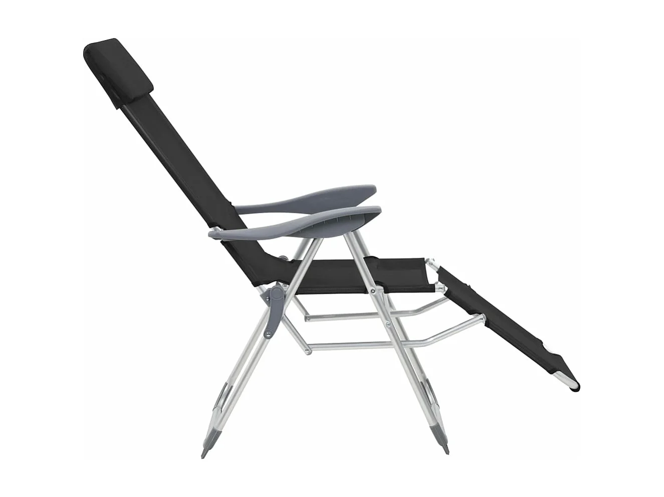 Sedie da campeggio pieghevoli e poggiapiedi 2 pezzi in Textilene nero