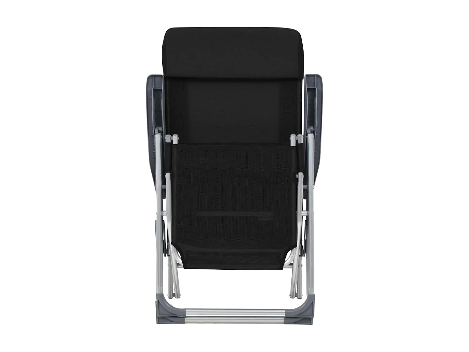 Cadeiras de campismo dobráveis e apoio para os pés 2 peças em têxtil preto