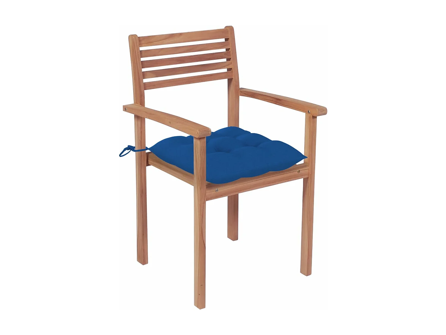 Chaises de jardin 2 pcs avec coussins bleu Bois de teck massif