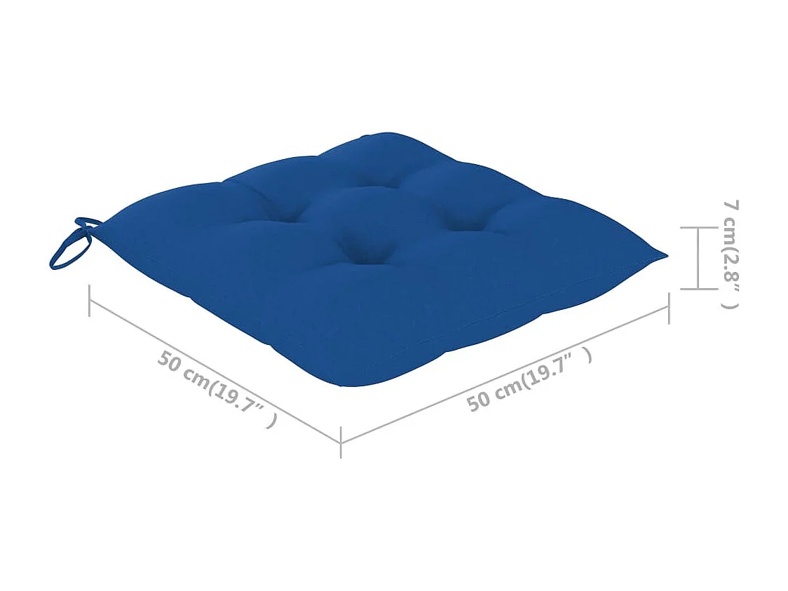 Chaises de jardin 2 pcs avec coussins bleu Bois de teck massif