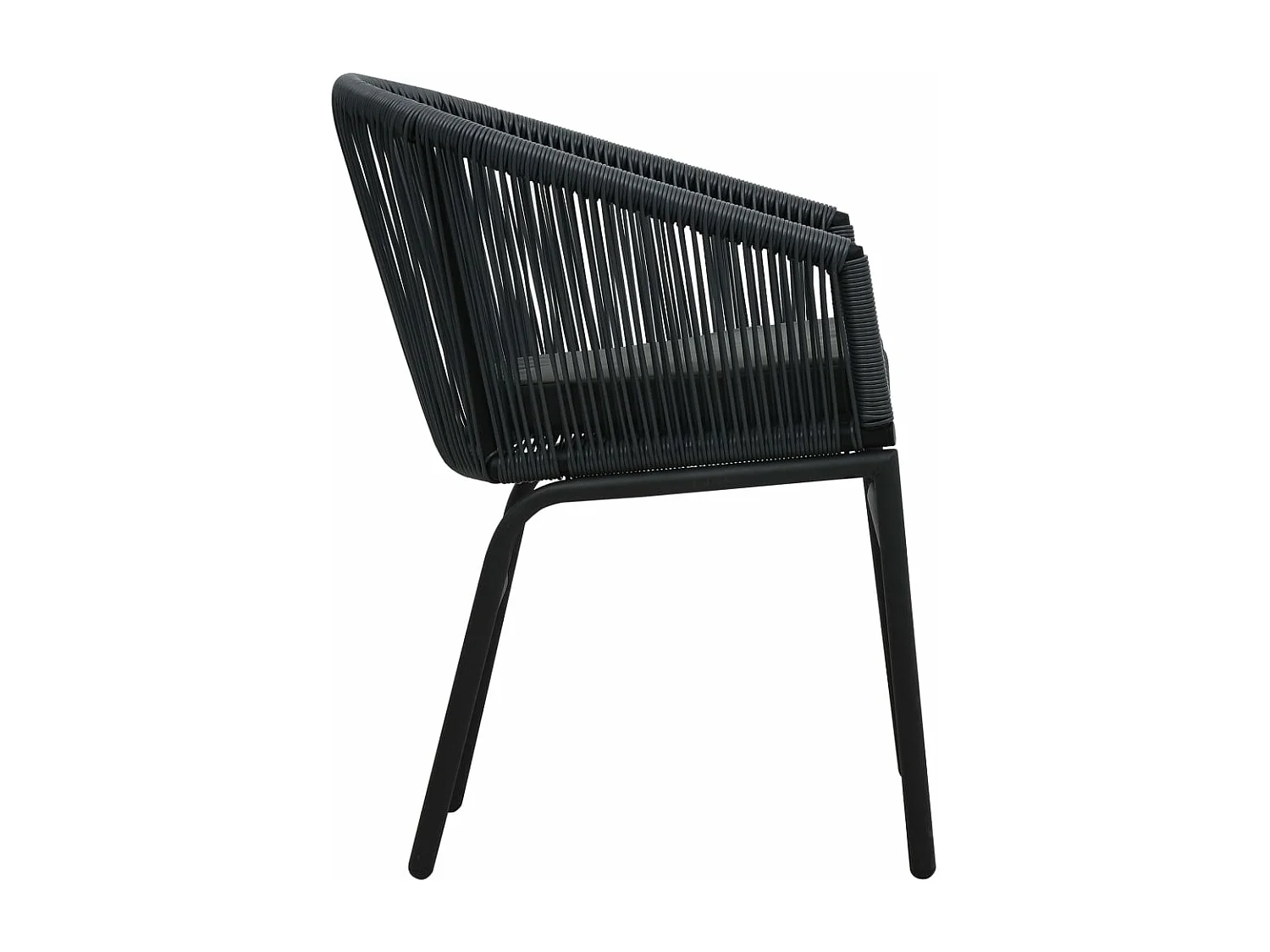Chaises de jardin lot de 2 Noir Rotin PE
