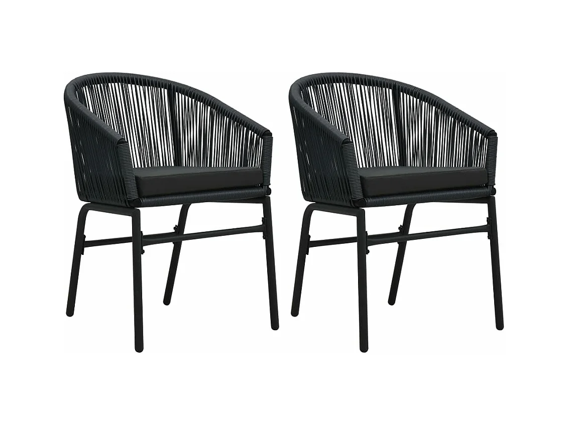 Set di 2 sedie da giardino in rattan PE nero