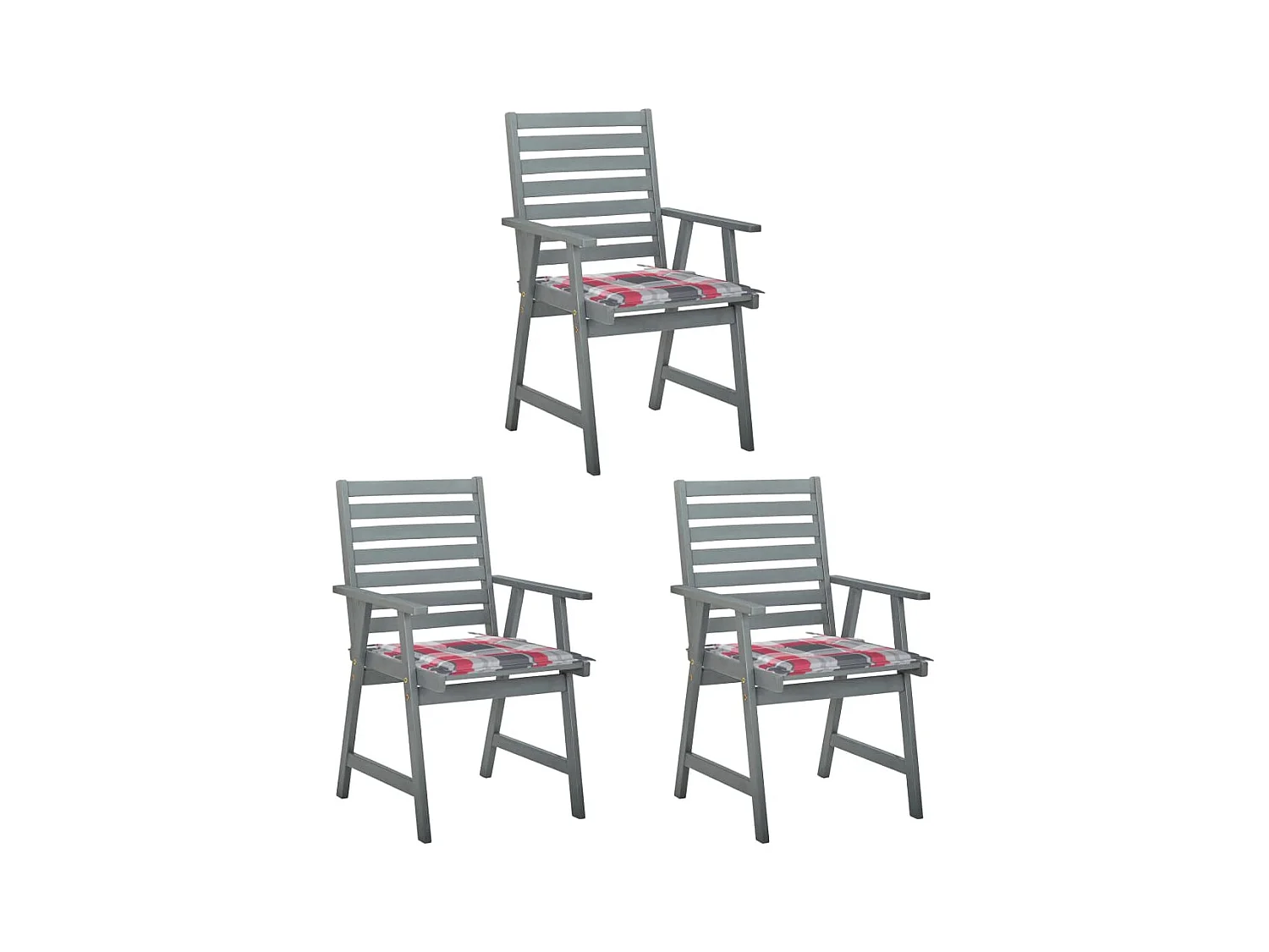 Chaises à dîner d'extérieur 3 pcs avec coussins Acacia massif