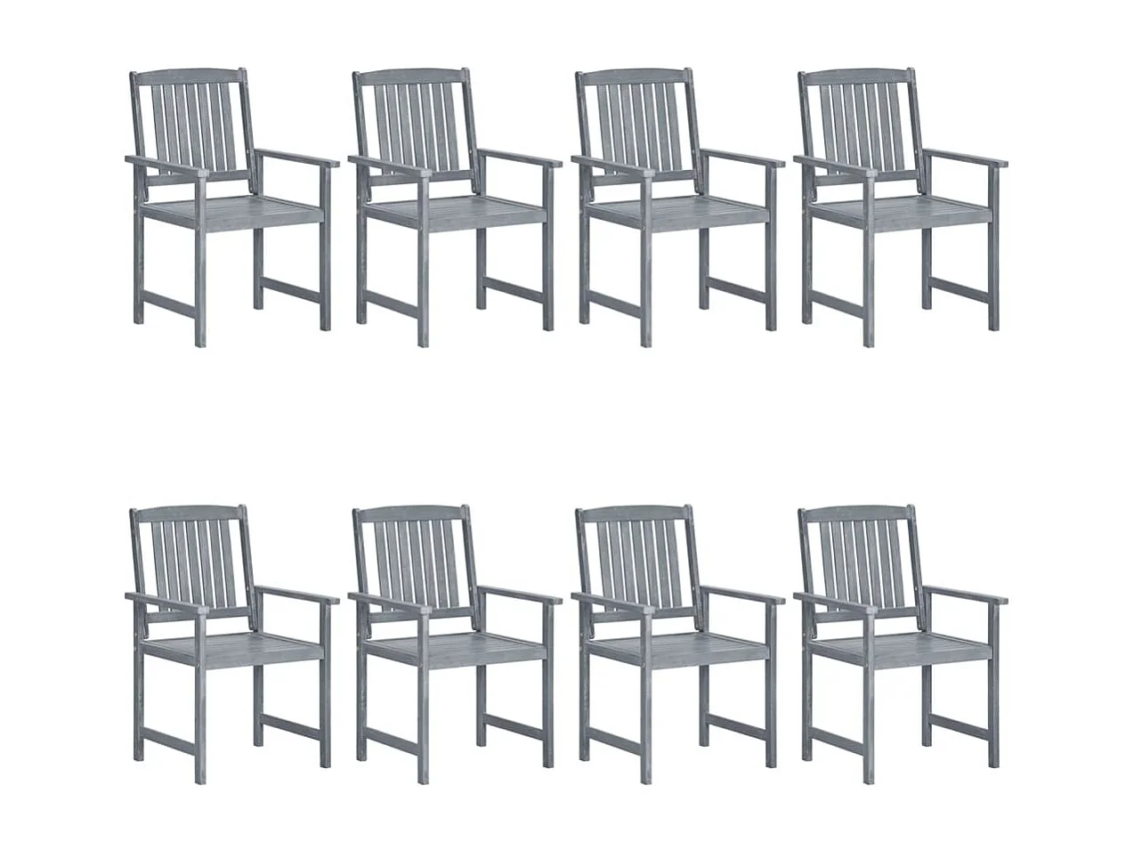 Chaises de jardin avec coussins 8 pcs Bois d'acacia solide Gris