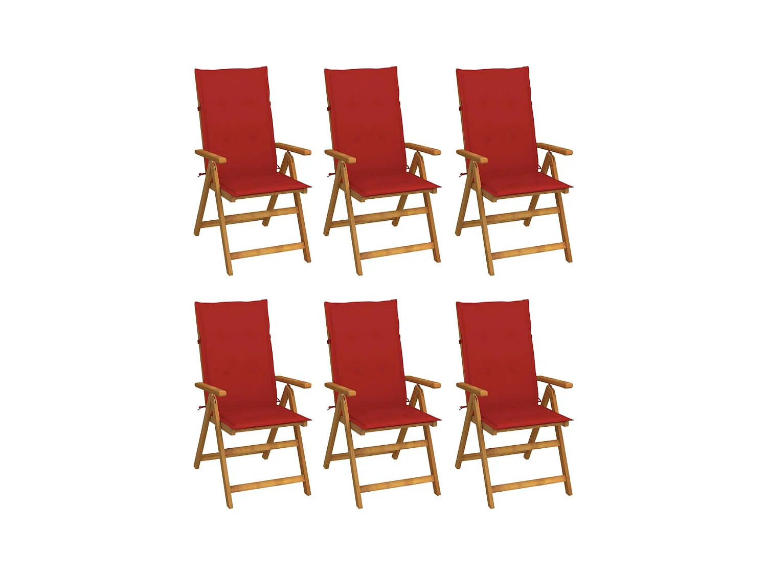 Chaises pliables de jardin 6 pcs avec coussins Bois d'acacia