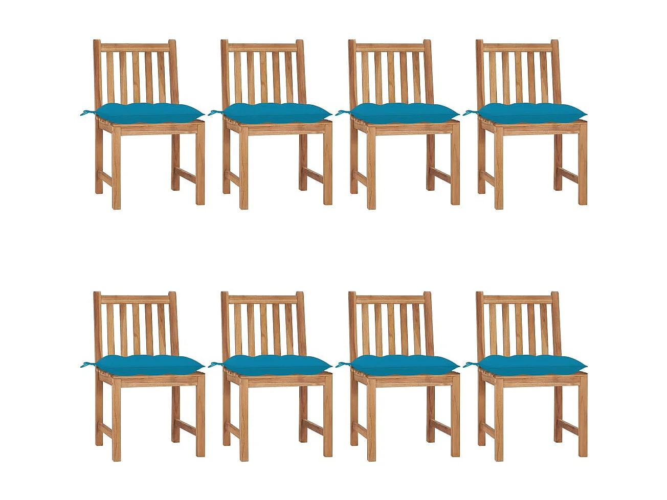 Chaises de jardin 8 pcs avec coussins Bois de teck massif