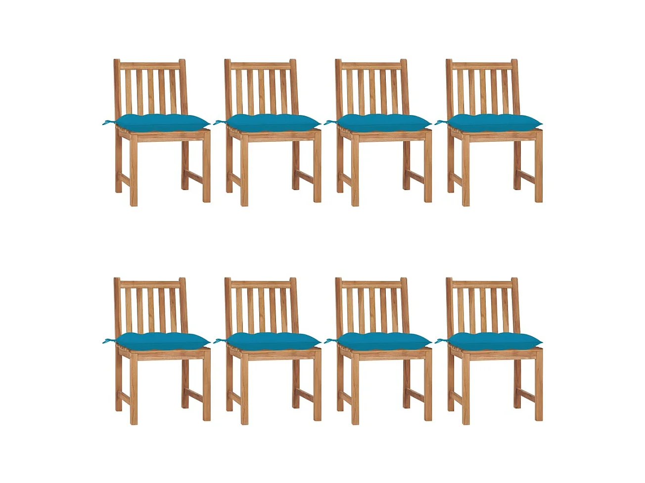 Tuinstoelen 8 stuks met kussens Massief teakhout