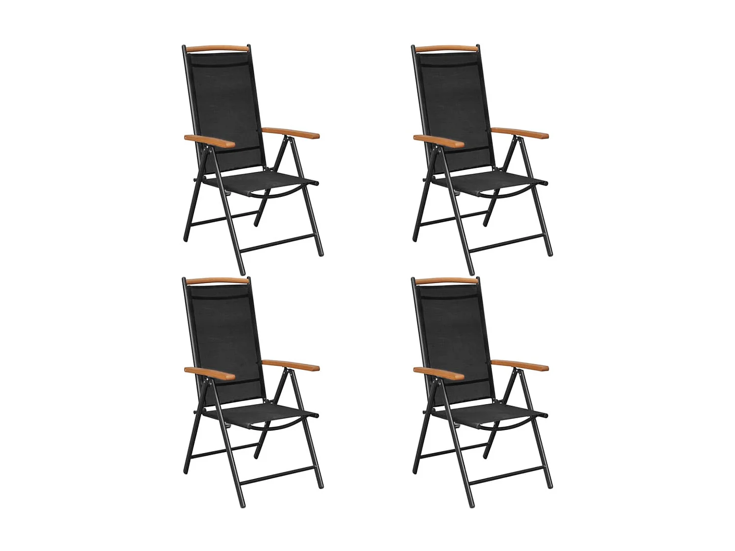 Chaises de jardin pliables lot de 4 aluminium et textilène noir