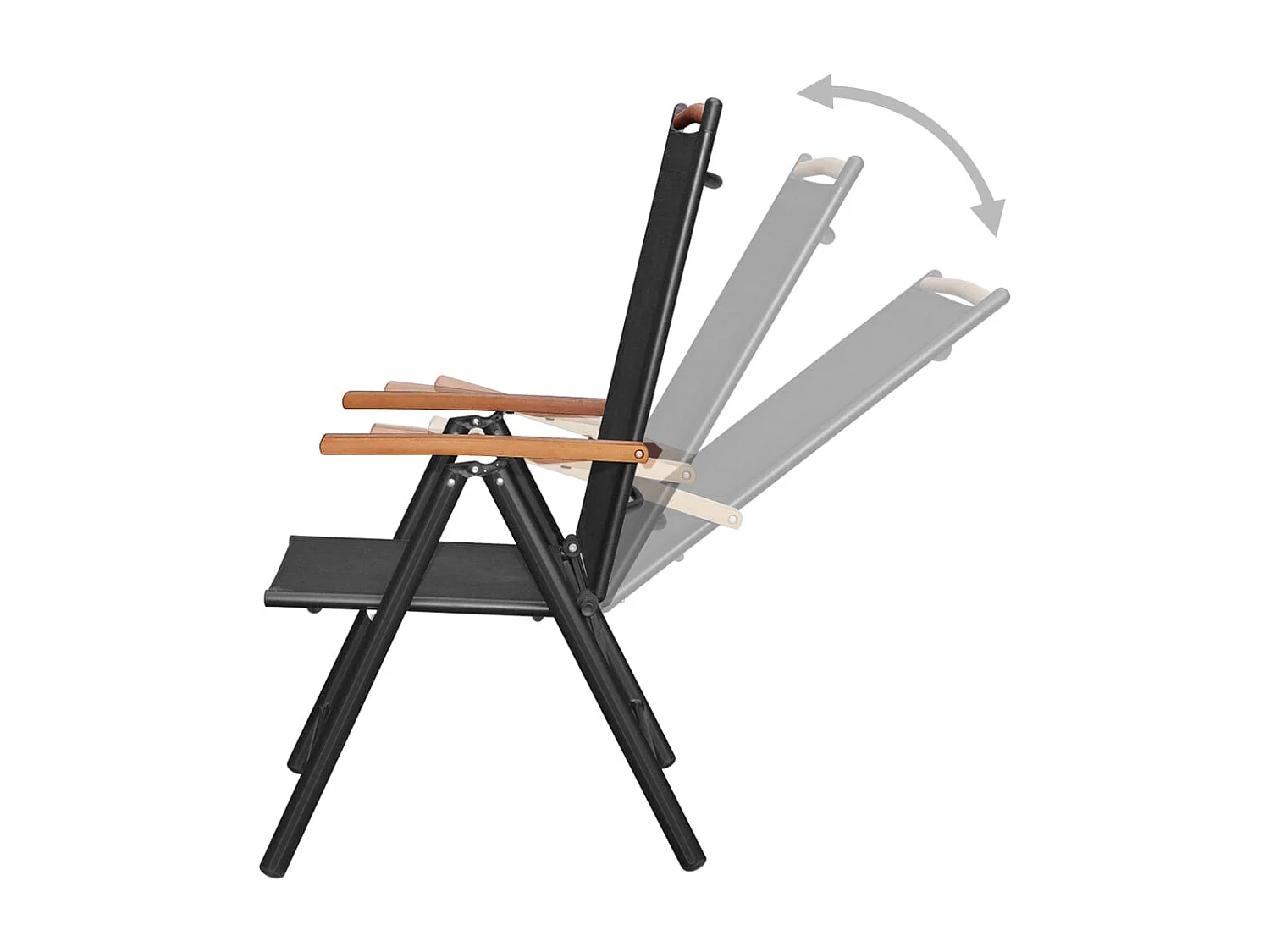 Chaises de jardin pliables lot de 4 aluminium et textilène noir