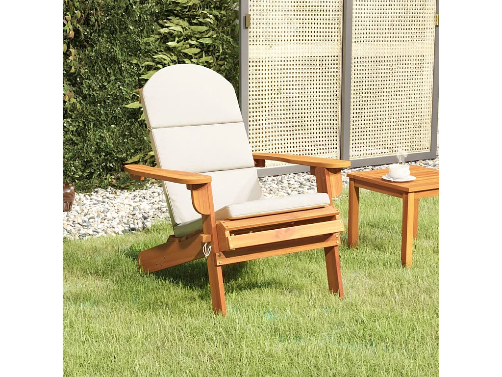 Sedia da giardino Adirondack con cuscini in legno massello di acacia