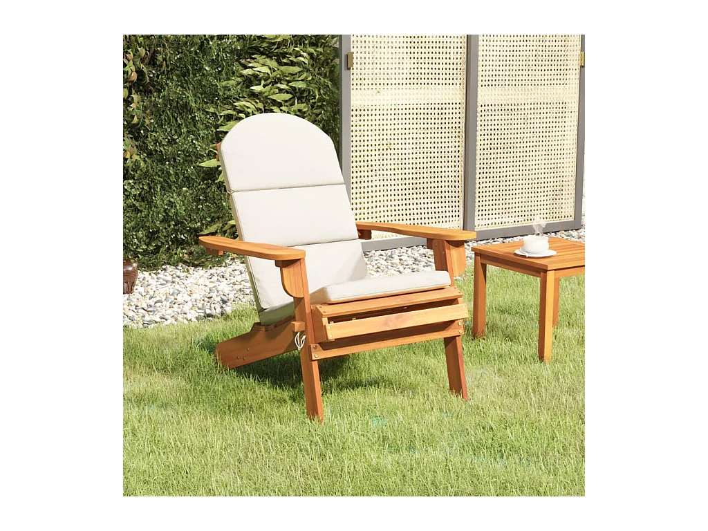 Chaise de jardin Adirondack avec coussins bois massif d'acacia