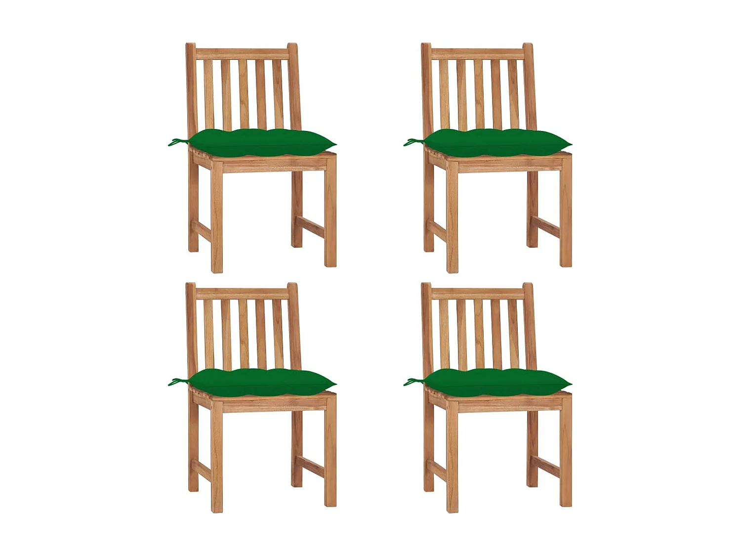 Chaises de jardin 4 pcs avec coussins Bois de teck massif