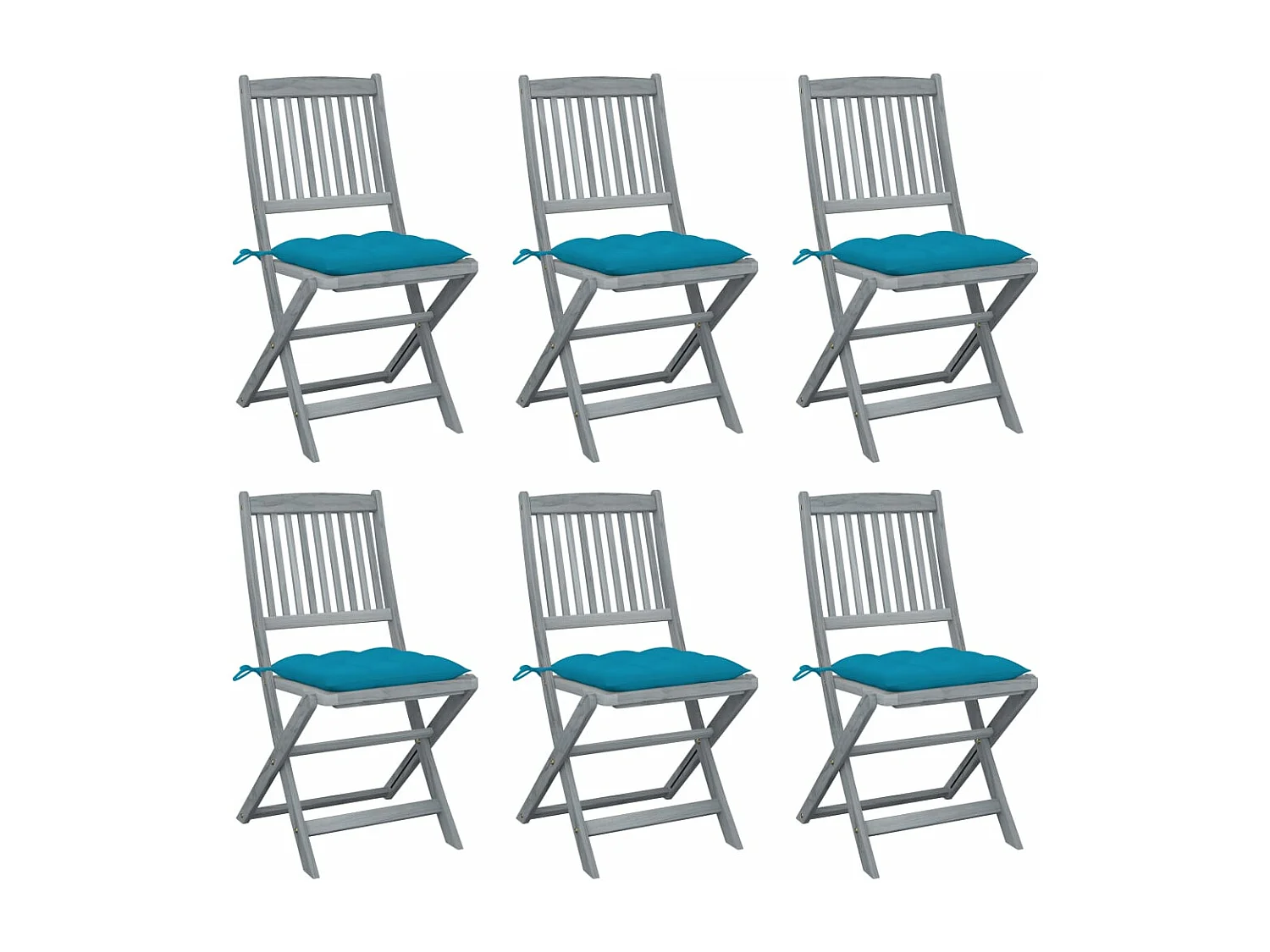 Outdoor-Klappstühle 6 Stück mit Kissen aus Akazienholz