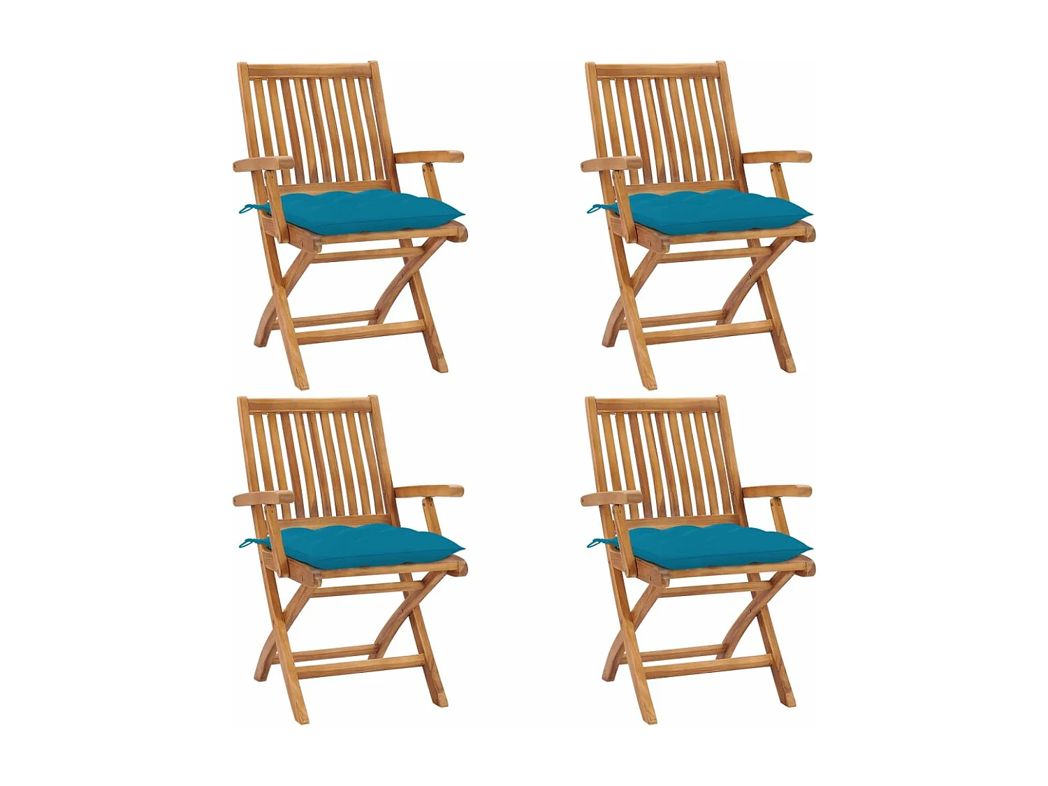 Sedie da giardino pieghevoli con cuscini 4 pezzi Teak massiccio