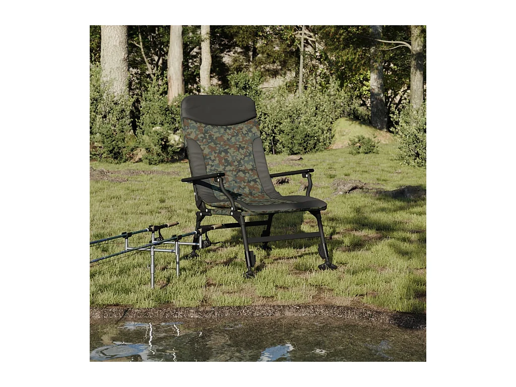 Chaise de pêche avec accoudoir pliable camouflage