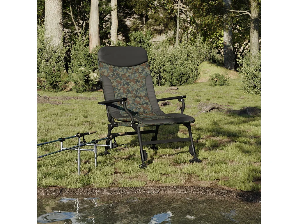Chaise de pêche avec accoudoir pliable camouflage