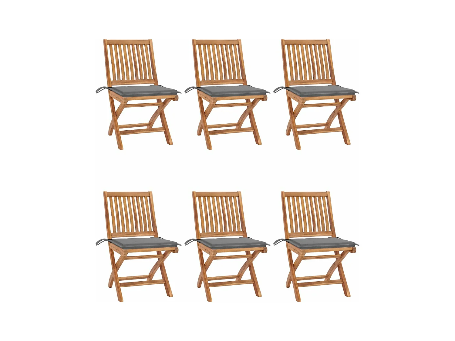 Chaises pliables de jardin avec coussins 6 pcs Bois de teck