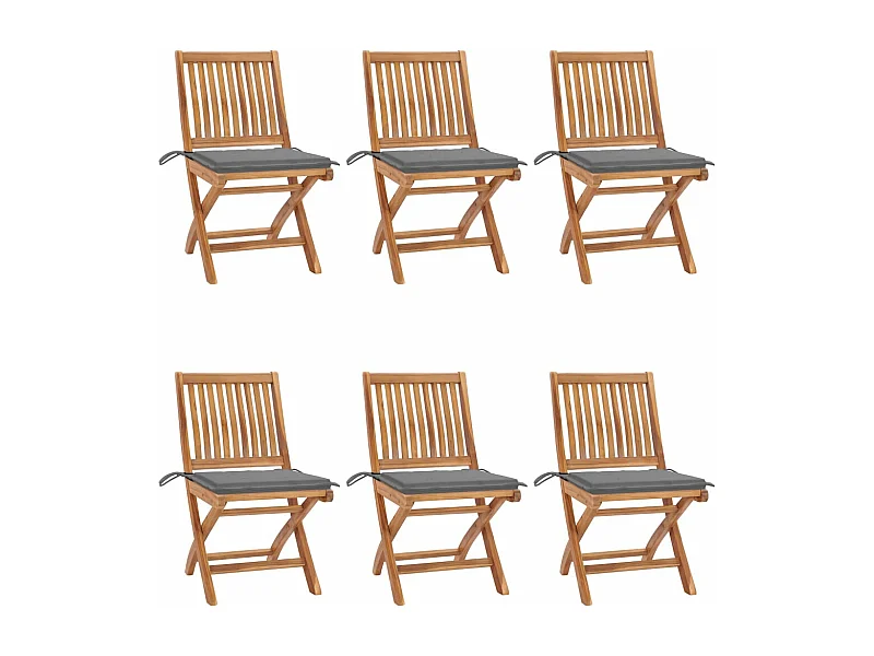 Chaises pliables de jardin avec coussins 6 pcs Bois de teck