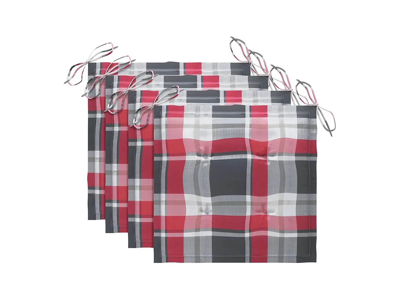 Sedie da giardino impilabili con cuscini 4 pz. Teak massiccio