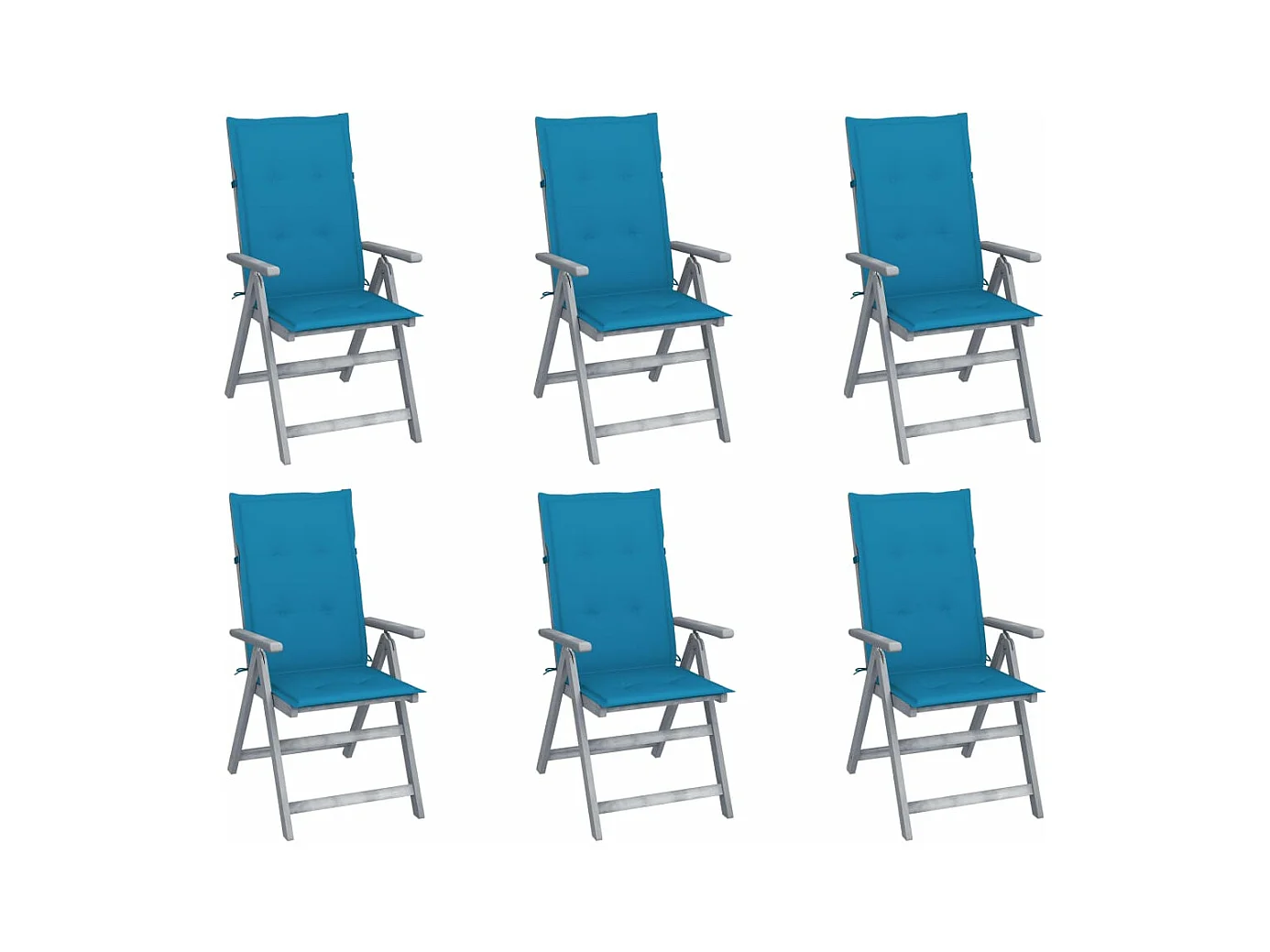Chaises inclinables de jardin 6 pcs avec coussins Bois d'acacia