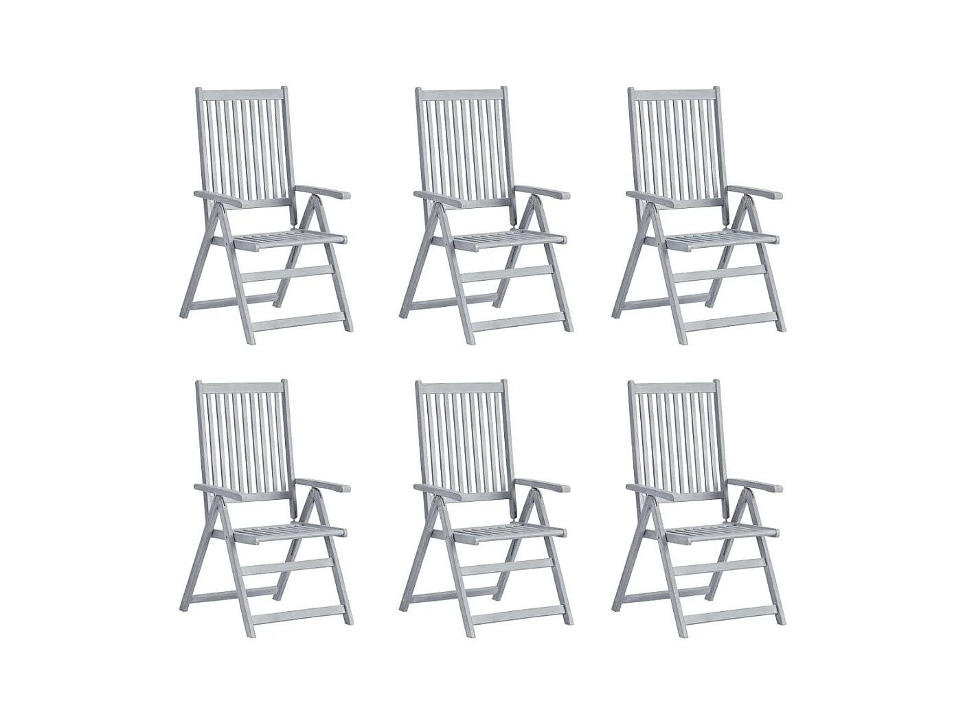 Chaises inclinables de jardin 6 pcs avec coussins Bois d'acacia
