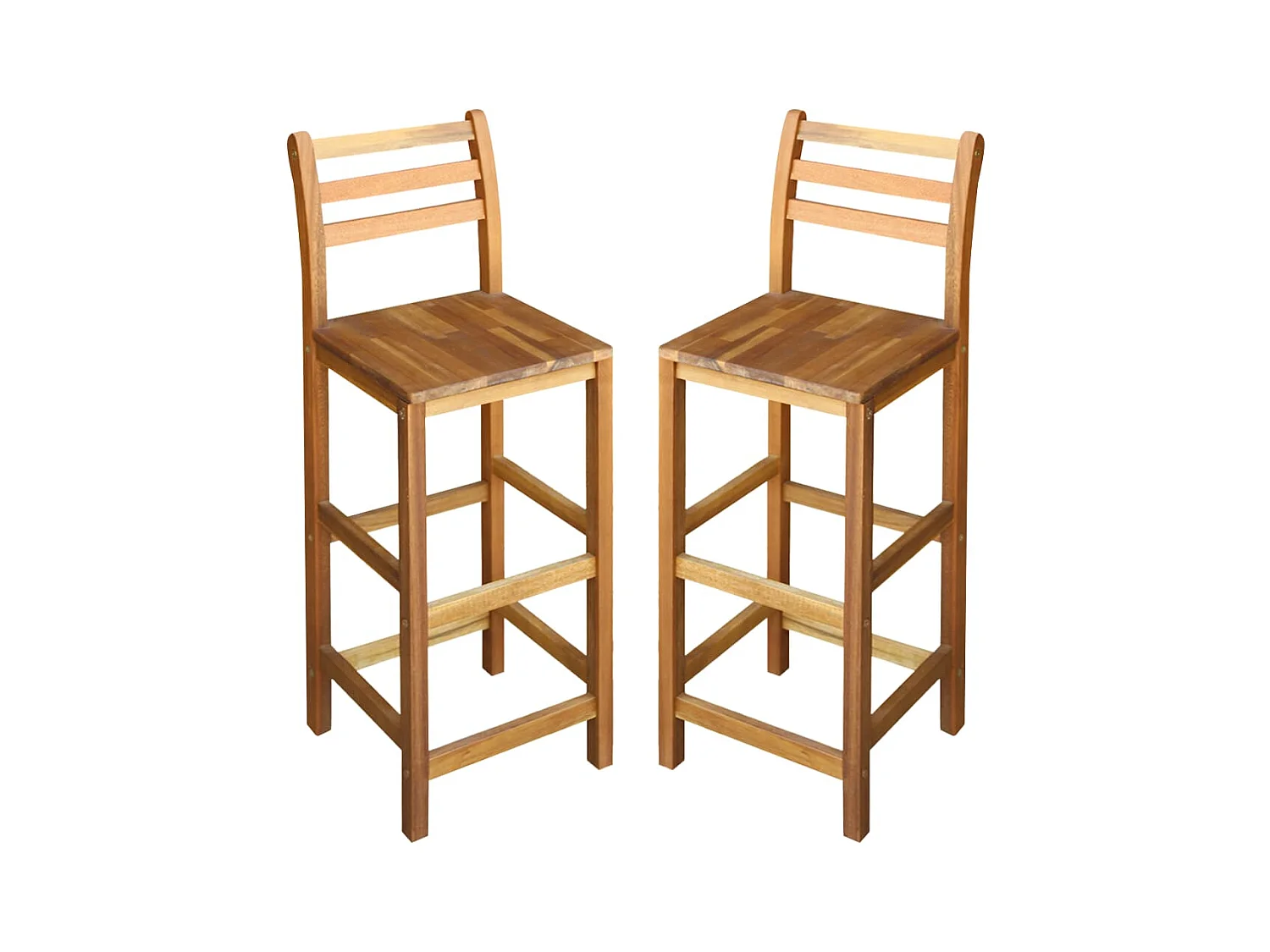 Tabourets de bar lot de 2 bois d'acacia massif