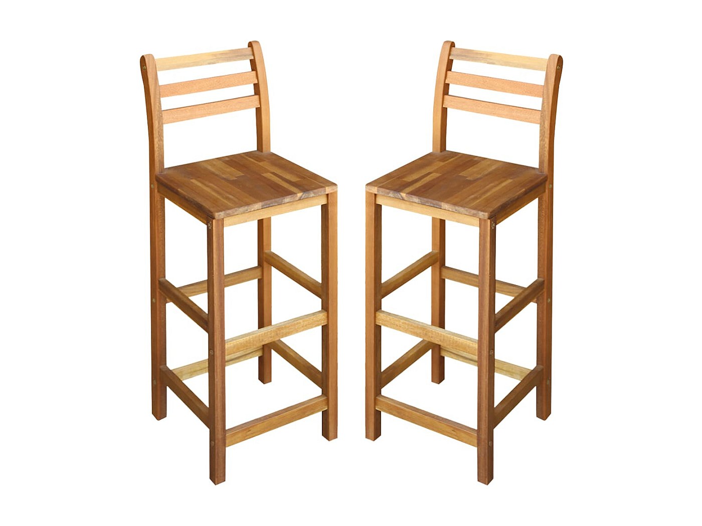 Tabourets de bar lot de 2 bois d'acacia massif