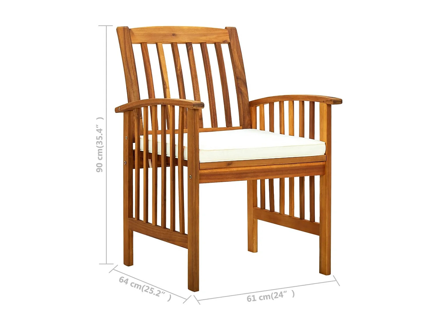 Chaises à dîner de jardin 3pcs et coussins Bois d'acacia massif