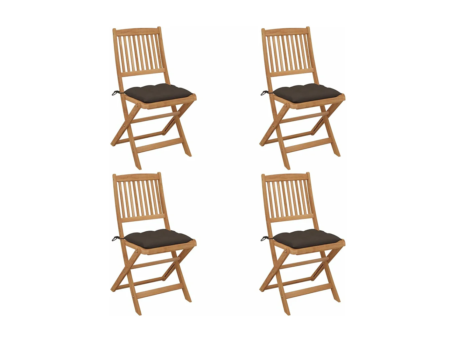 Sedie da giardino pieghevoli 4 pz con cuscini Legno di acacia