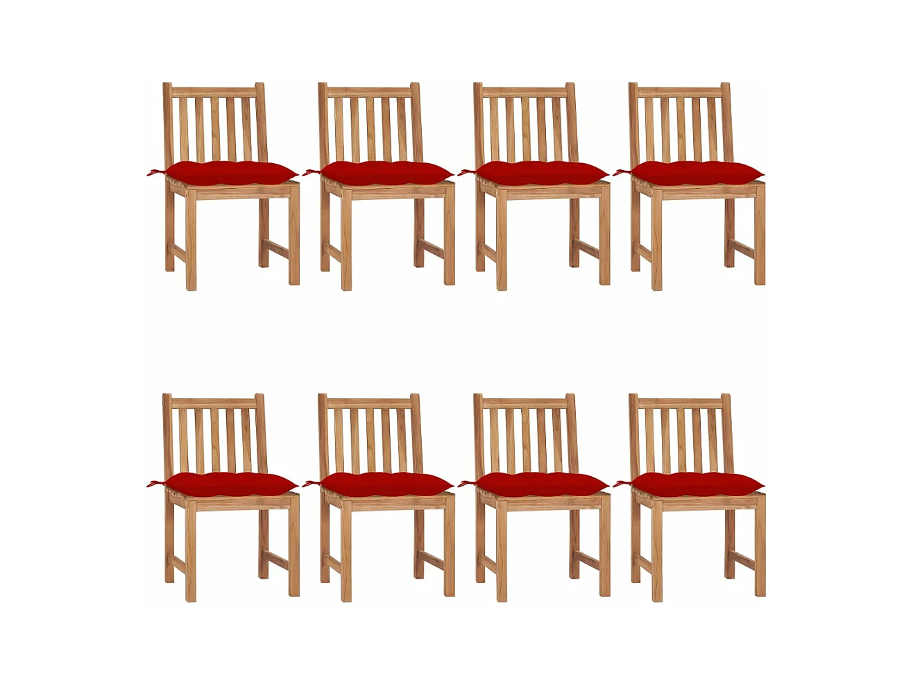 Chaises de jardin 8 pcs avec coussins Bois de teck massif