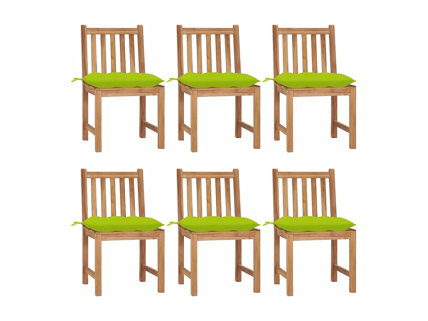 Chaises de jardin 6 pcs avec coussins Bois de teck massif